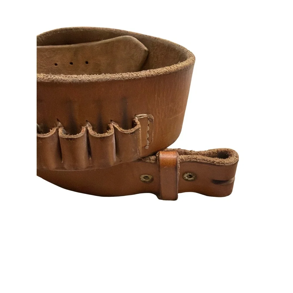 Vintage Brown Leather Cartridge Belt Western Ammo Loop Utility Belt Rugged